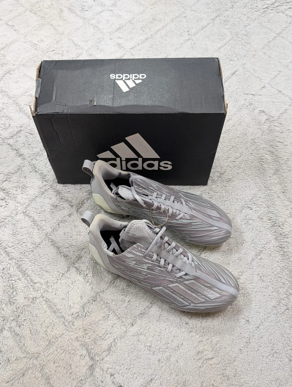 Adidas Adizero Gray Silver Metallic Football Cleats Mens Sz 8.5 GX5414 NEW